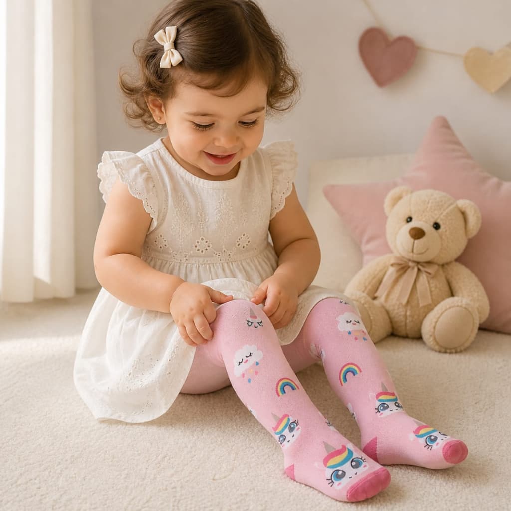 Meia Calça Bebê Menina Infantil Estampada Grossa Térmica Inverno Selene Tamanhos 5 meses a 2 anos