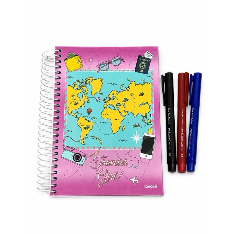 Caderno Viagem/Turismo 200 folhas tamanho Pocket