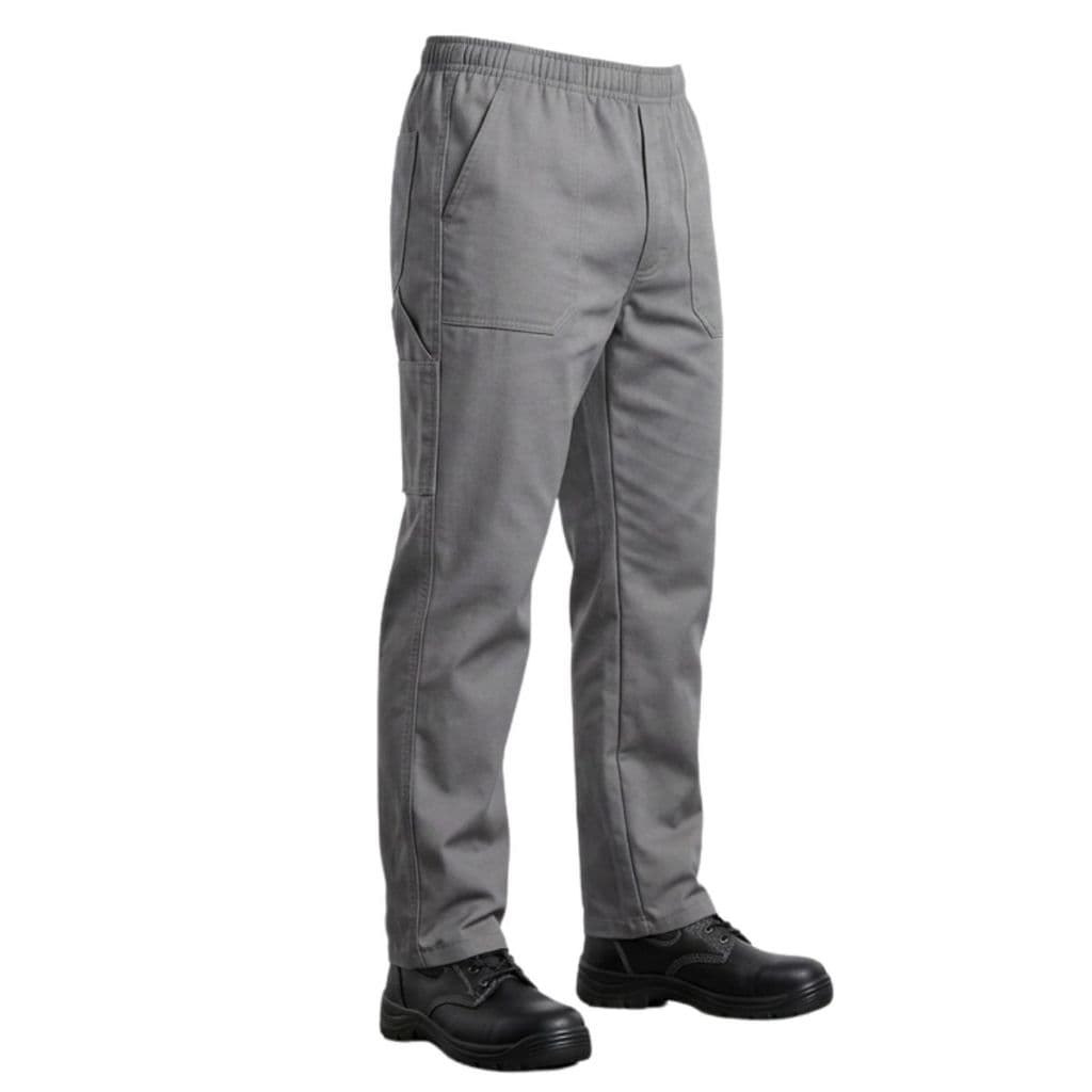 Calça Brim Cinza Uniforme de Trabalho Reforçado 100% Algodão Com Elástico Pronta Entrega