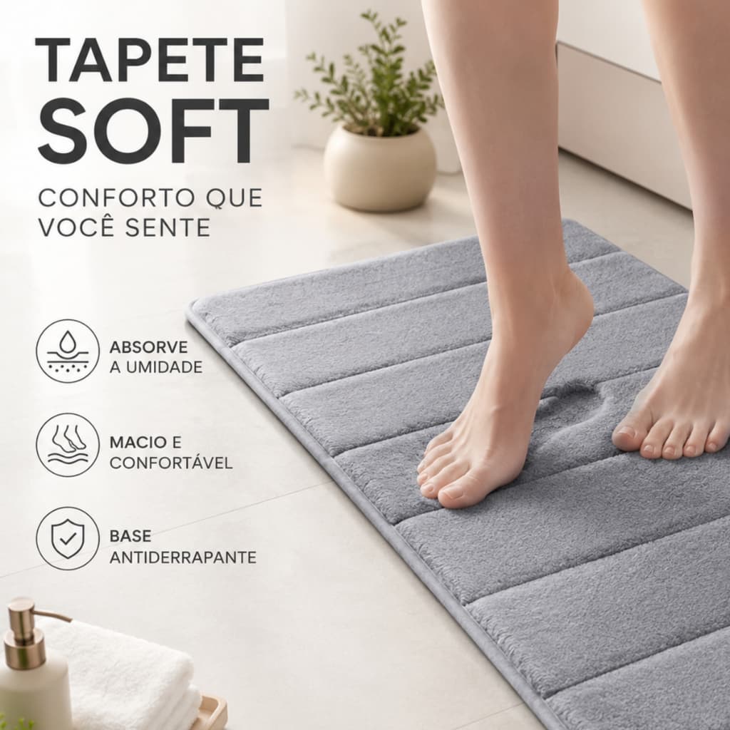 Tapete Soft Antiderrapante Para Banheiro 40x60 cm Várias Cores