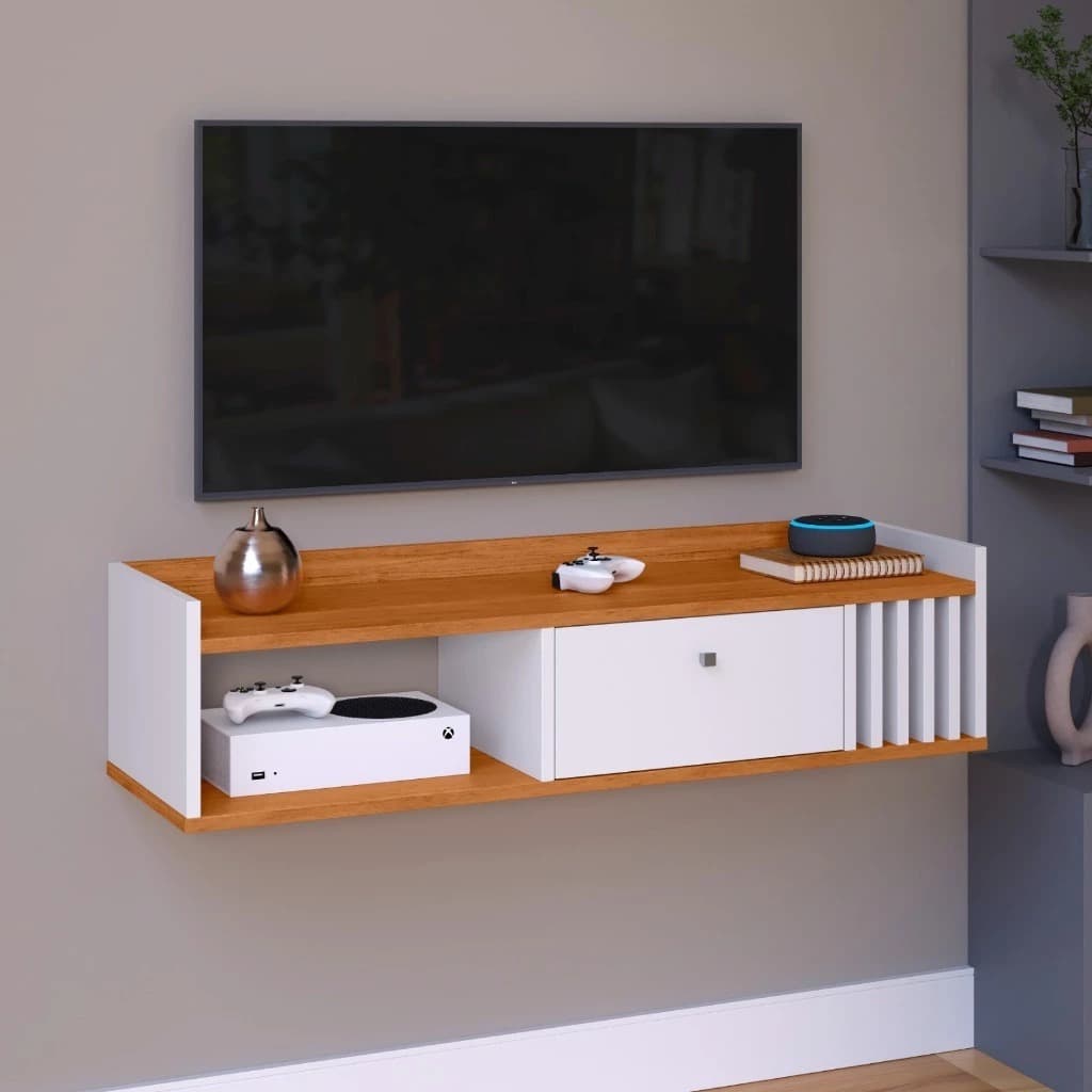 Rack Para TV 42 Polegadas Com Porta Nicho Suspenso - CORES VARIADAS- Para Sala Quarto