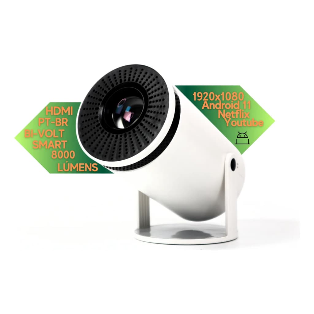 Projetor Portátil 4k Hd Android 11.0 Smart Wifi 5g Bluetooth com Conexão Rápida