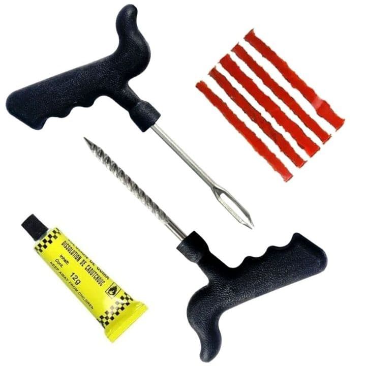 Kit Reparo Rápido para Pneu Automotivo sem Câmera com 5 Macarrão