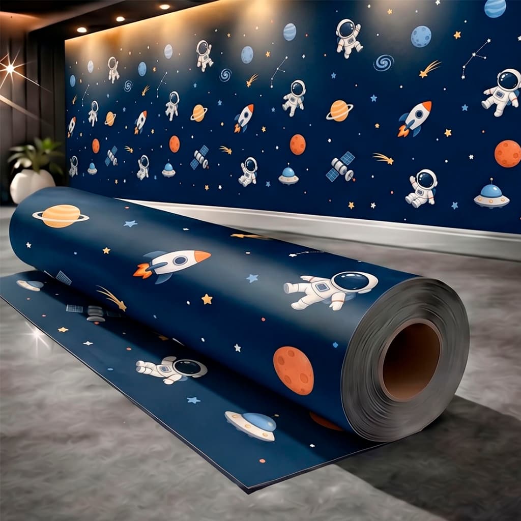 Papel de Parede Adesivo Para Quarto Infantil Espaço Sideral Astronauta Menino