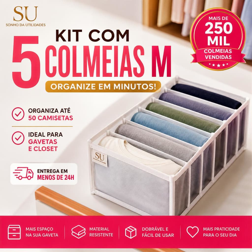 Kit 5 Colmeias Organizadoras M Gavetas, Closet, Organizador de Roupas SU SONHO DA UTILIDADES