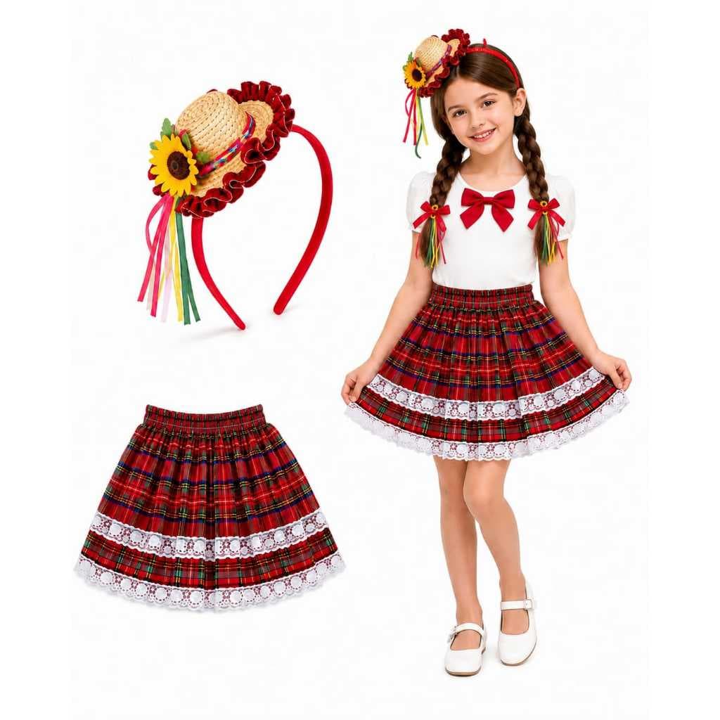 Saia festa junina infantil e adulto - arraiá - caipira - julina