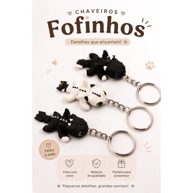 Chaveiro Banguela Articulado 3D Kit 3 Unidades