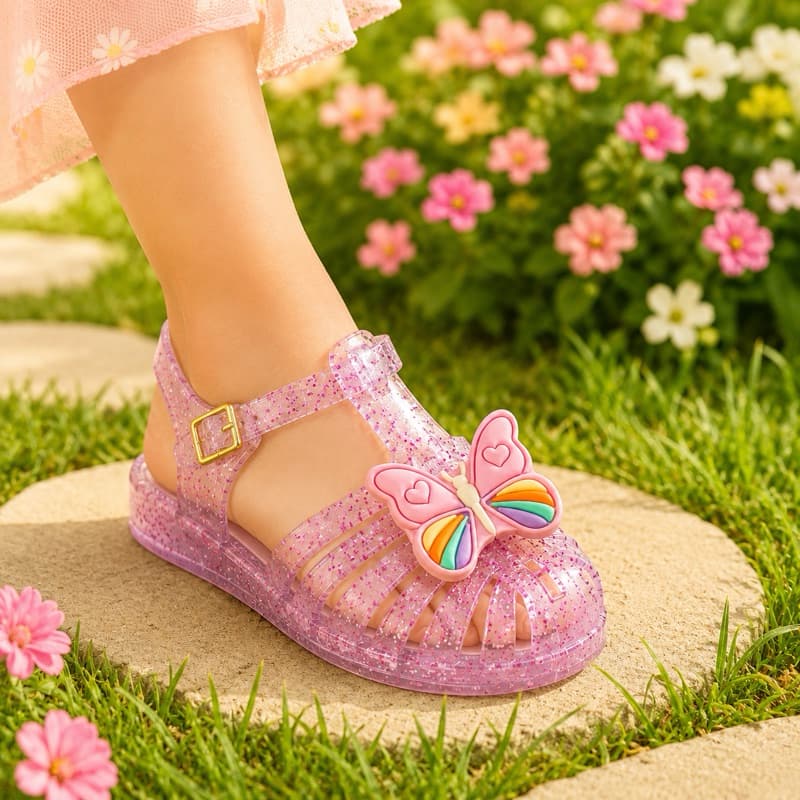 Sandália Melissa Infantil Menina Borboleta Confortável Macia Várias Cores