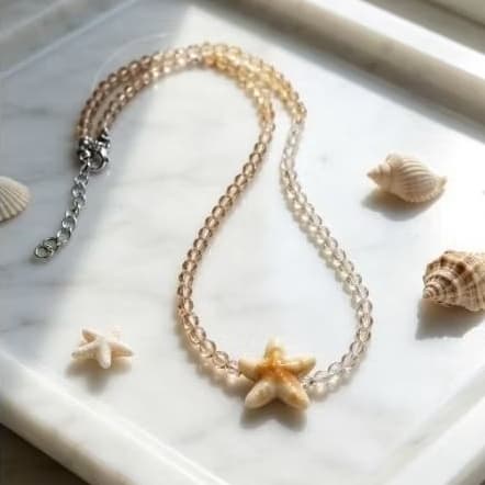 colar choker summer chic com pingente estrela do mar colar cristal