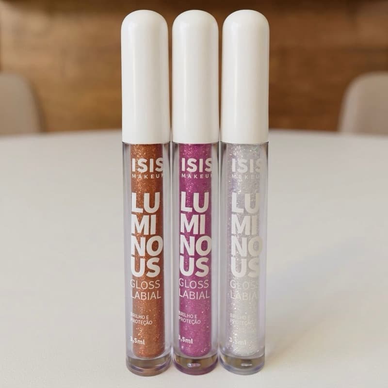 Kit 3 Lip Gloss Labial Luminous Isis Makeup Brilho Intenso Hidratação Longa Duração
