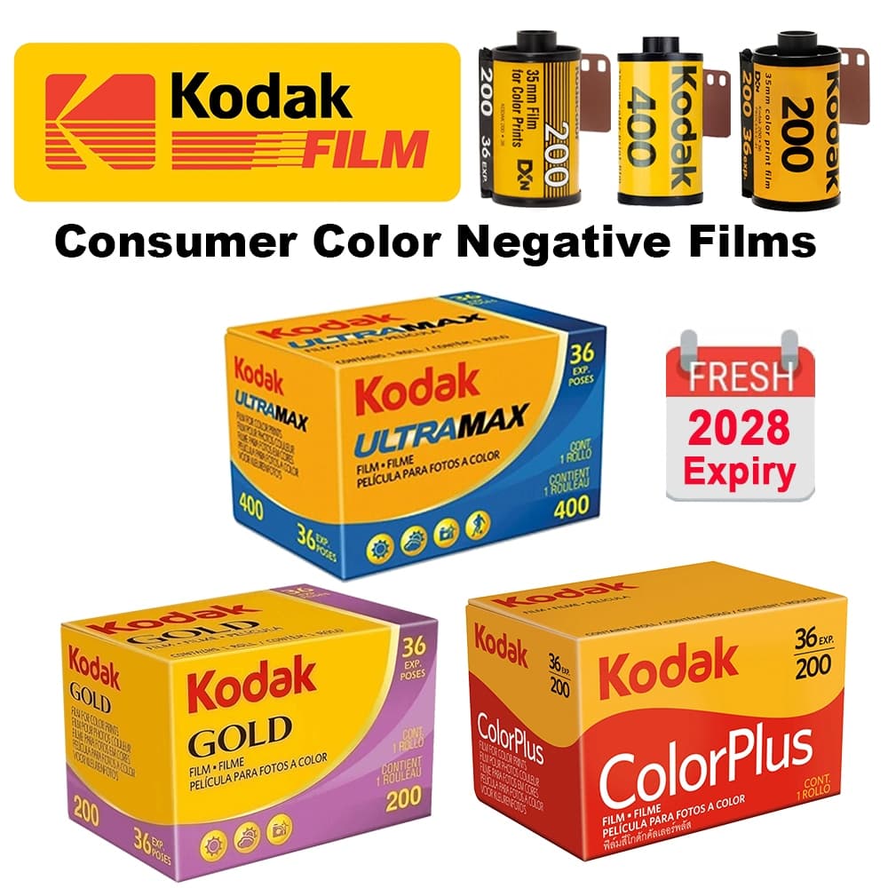 Filme Kodak 35mm (135) 36 Poses – ColorPlus 200 / Gold 200 / Ultramax 400 – C‑41