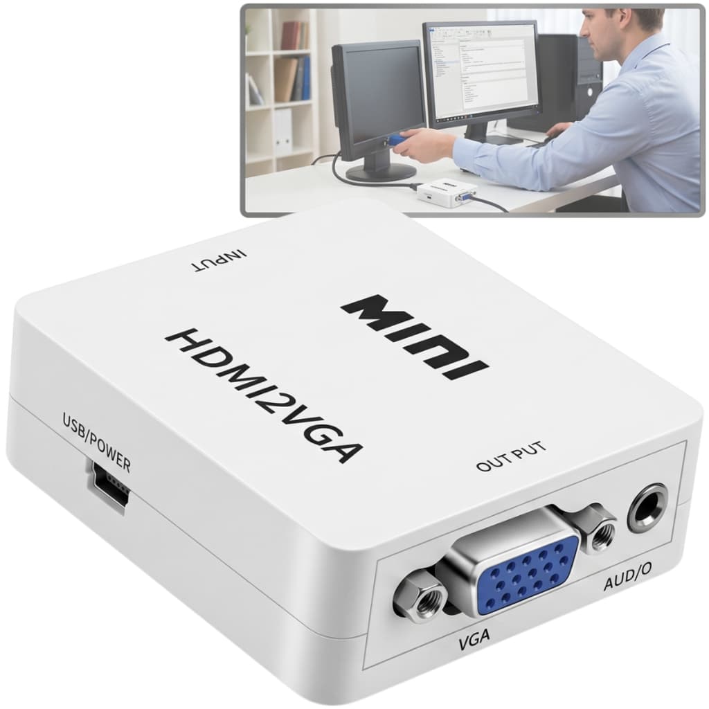 Conversor De HDMI Para VGA Com Som Full HD