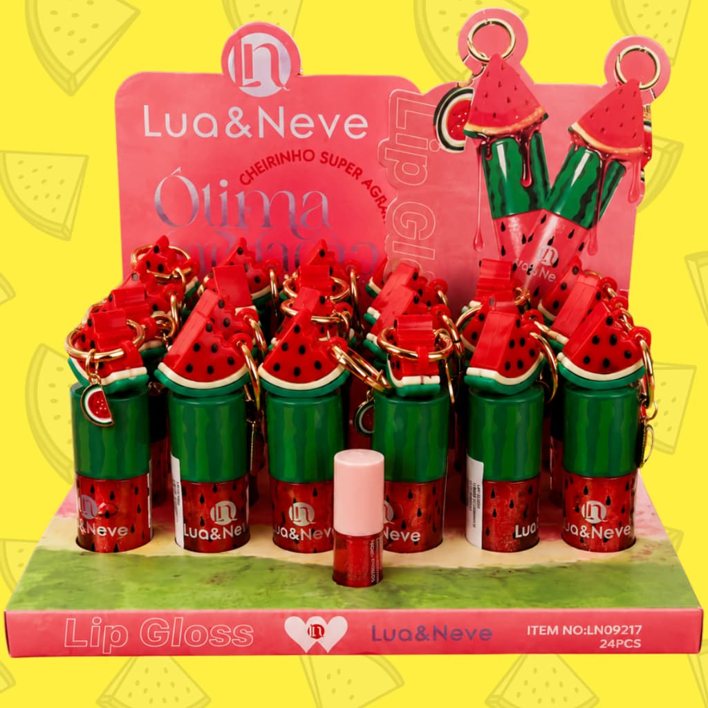 Gloss Lua & Neve Aroma de Melancia Com Chaveiro Hidrataçao e Brilho Intenso
