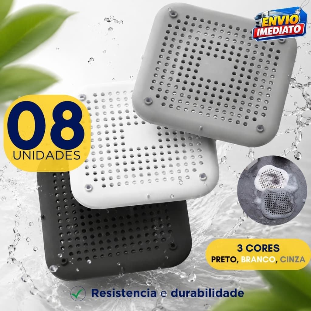 Kit 8 4 ou 2 Tampa Protetor Ralo De Silicone Para Banheiro Pia Cozinha Lavanderia Cabelo Pelo Inseto