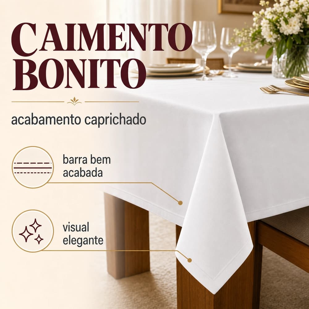 Toalha de Mesa Oxford Retangular 3,00m x 1,40m 10 Lugares Tecido Liso Premium Grosso Festa Buffet