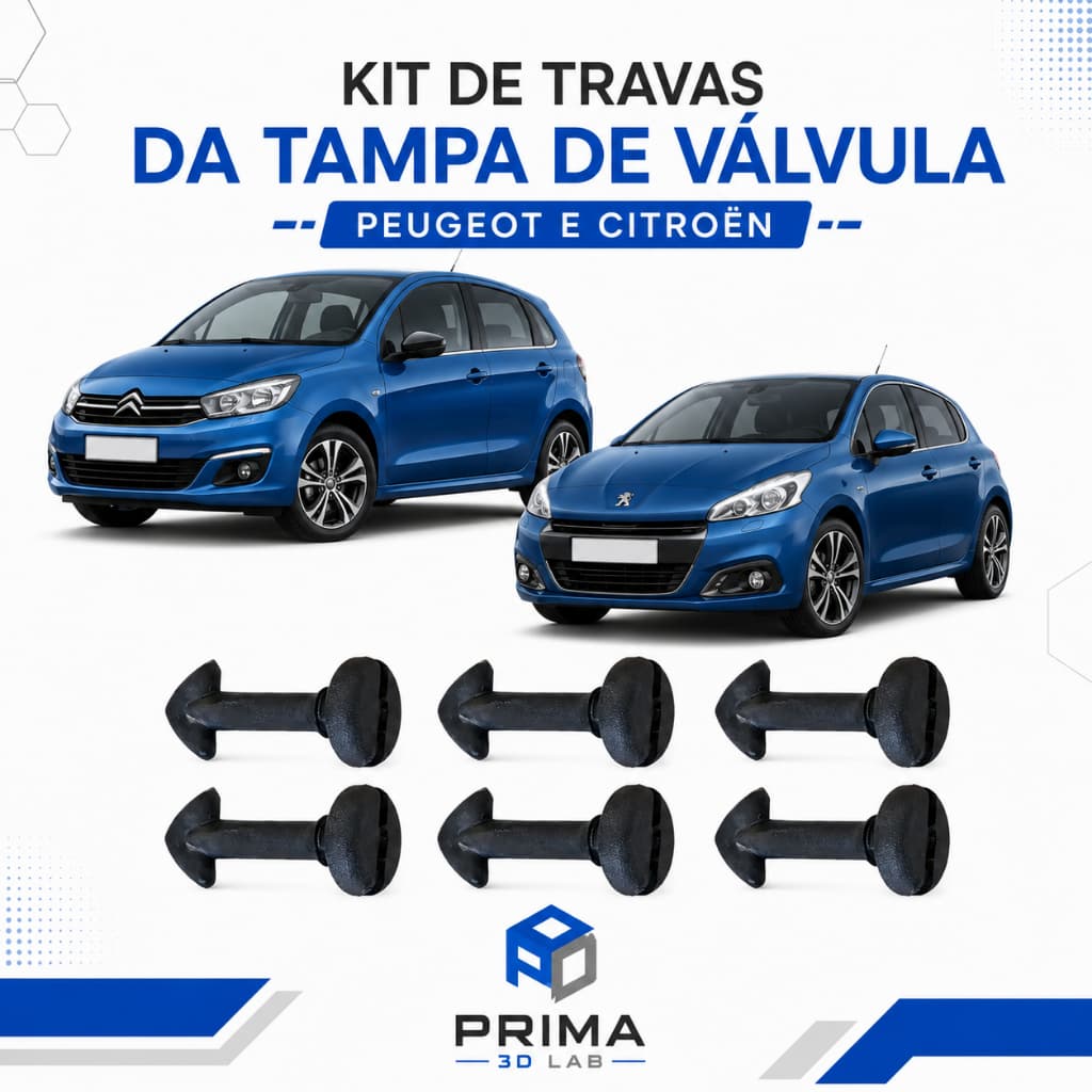 Kit 6 Travas Plásticas Tampa de Válvulas Peugeot 307 / 207 e Citroën Xsara Picasso 2.0 16V – Fixação Cabeçote
