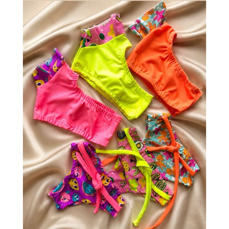 biquíni infantil neon