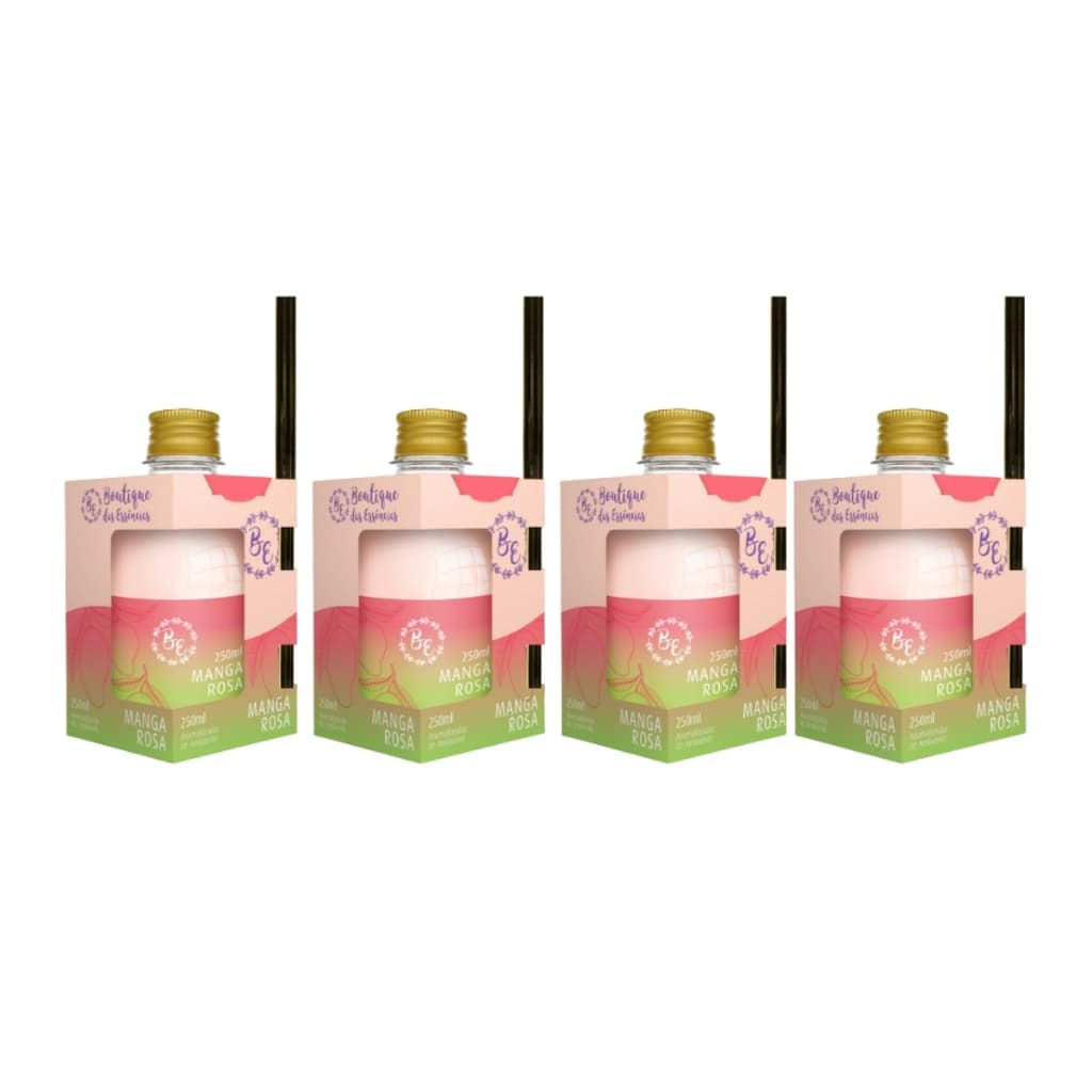 Kit 4 Aromatizador Ambiente 250ml Varetas BE Manga Rosa Perfume Ambiente Premium
