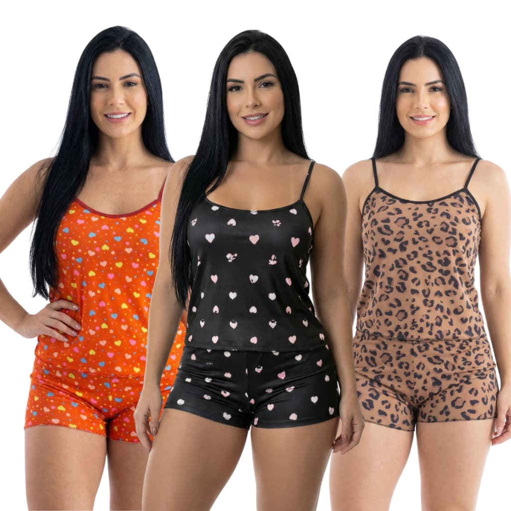 Pijama Baby Doll Feminino Conjunto Roupa de Dormir Confortável