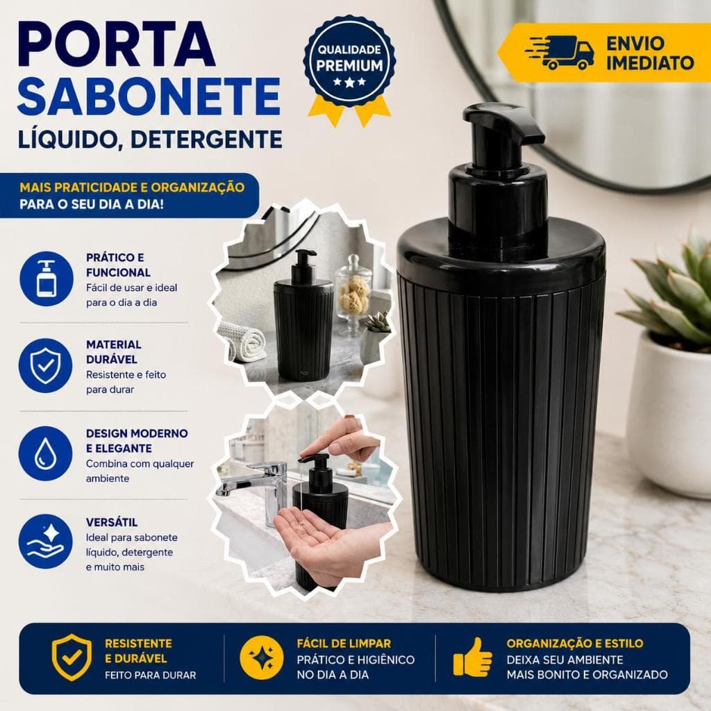 Porta Dispenser Sabonete Líquido Detergente Plástico Milenius