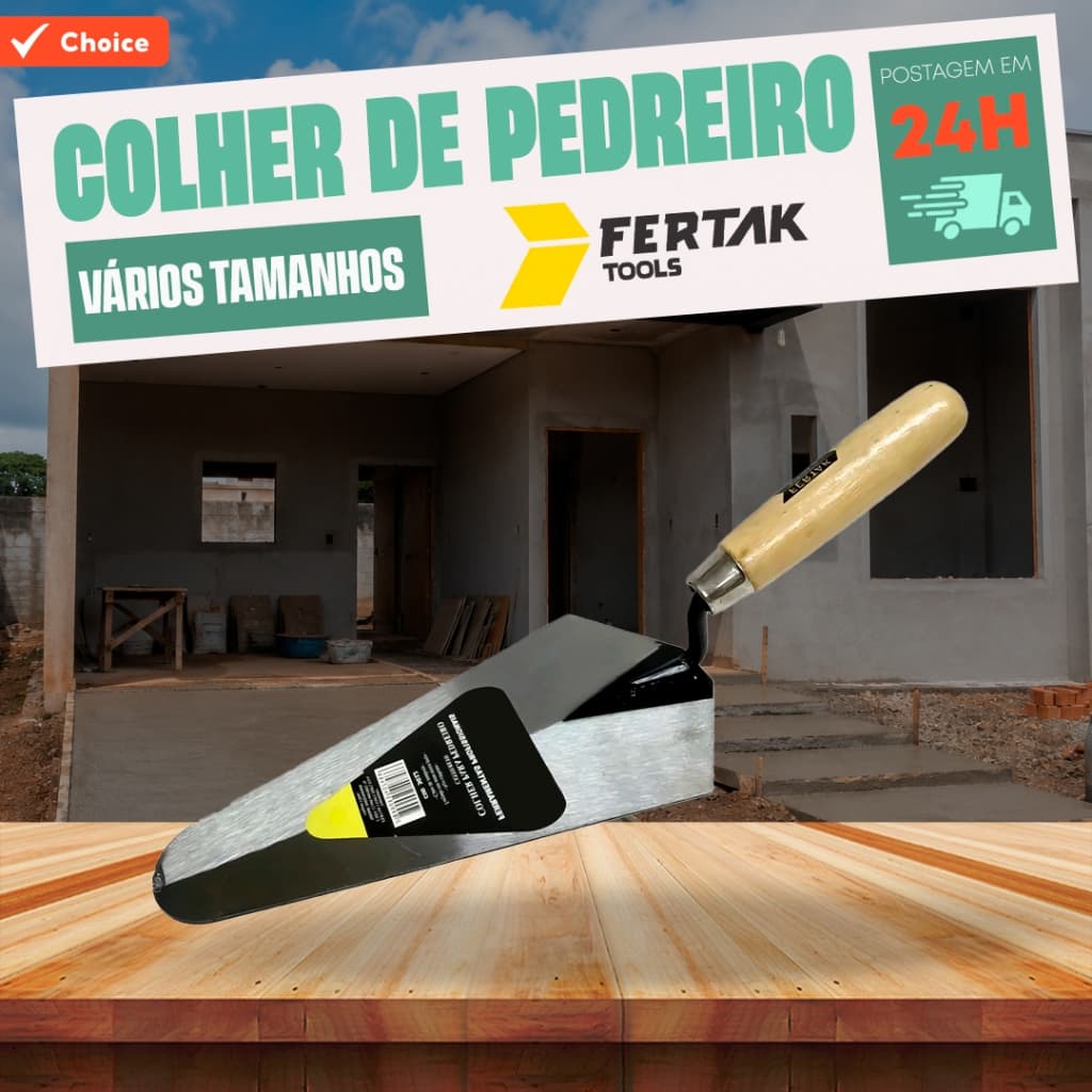 Colher de Pedreiro Tamanhos 6" | 7" | 8" | 9" | 10" - Fertak