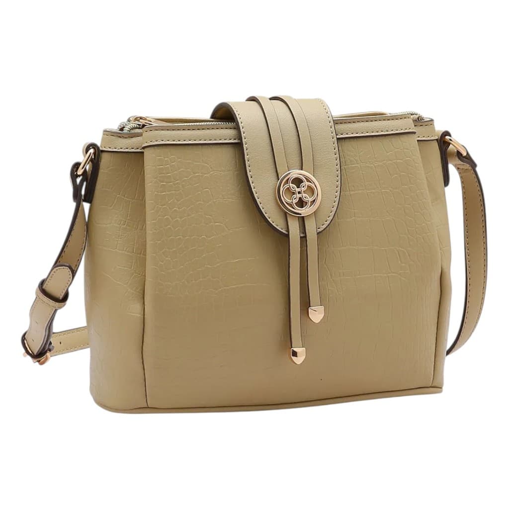 Bolsa Feminina Chenson Croco Transversal Tiracolo 3 Divisórias Elegante Casual Oficial