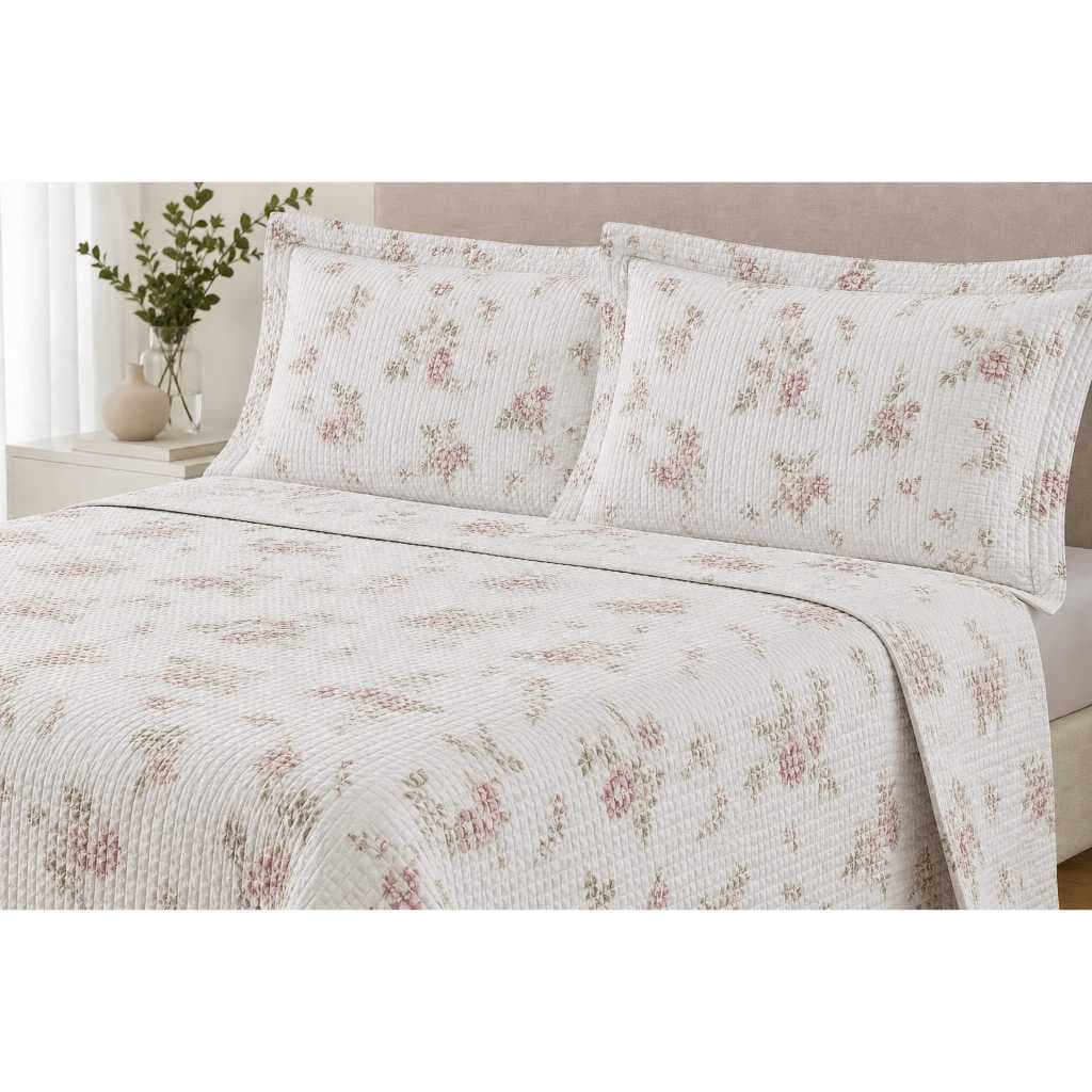Kit Colcha Cobre Leito + 2 Porta Travesseiro Deblum Teciso Pique Estampado 2,40 x 2,60 Cama Casal/Queem/Box