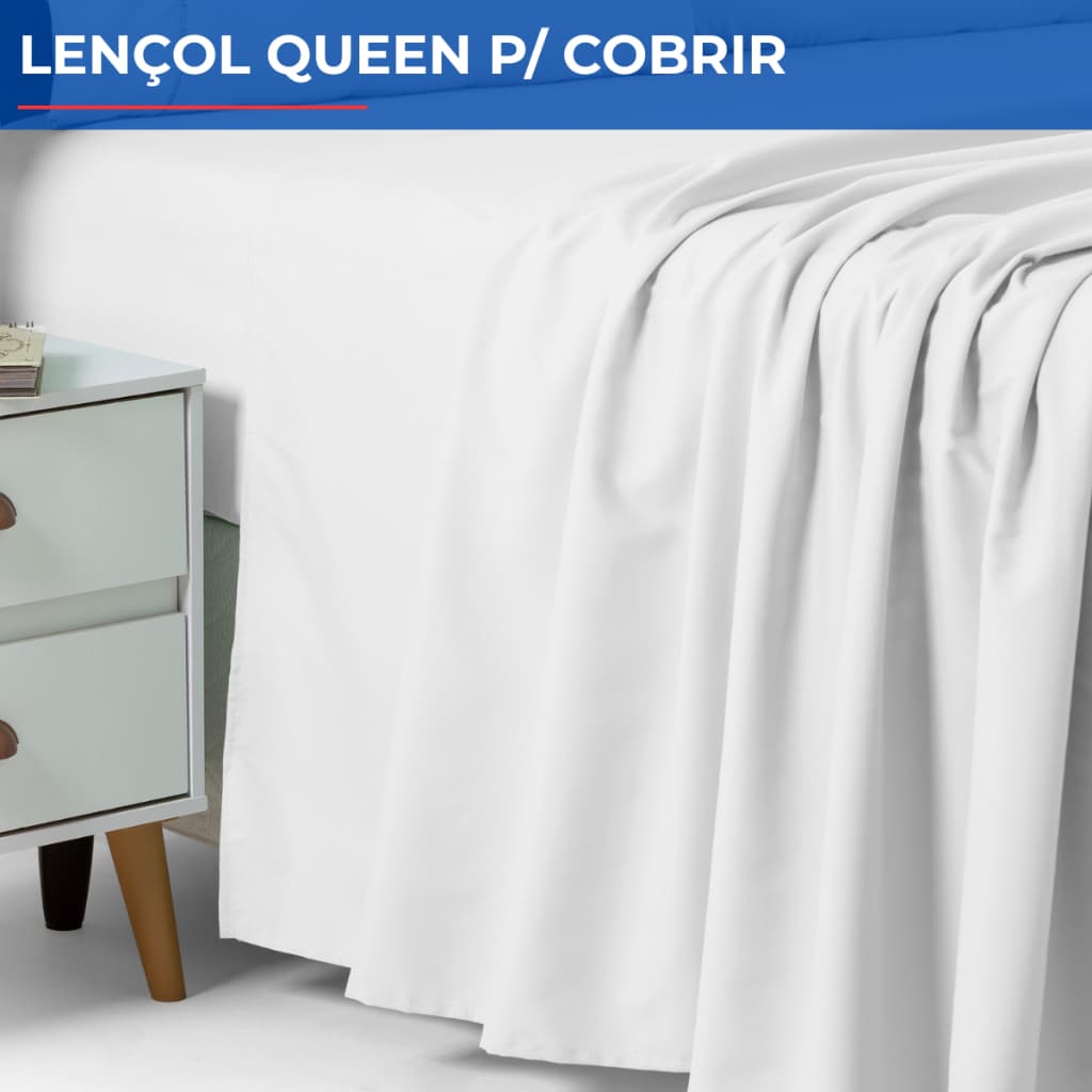 Lençol Queen Avulso Para Cobrir Micropercal 600 Fios Toque Acetinado Varias Cores
