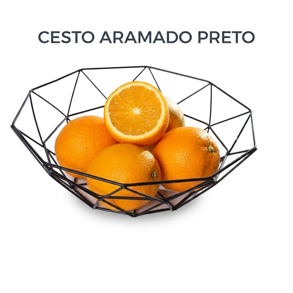 Fruteira Aramada Preta de Mesa Multiuso