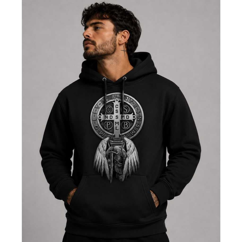 Blusa Moletom Canguru Unissex Medalha São Bento Flanelada Modelo Novo Alta Qualidade.