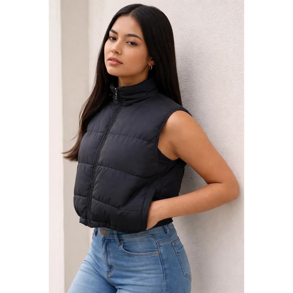 Colete Feminino Cropped Puffer Bobojaco Lindo Blogueira