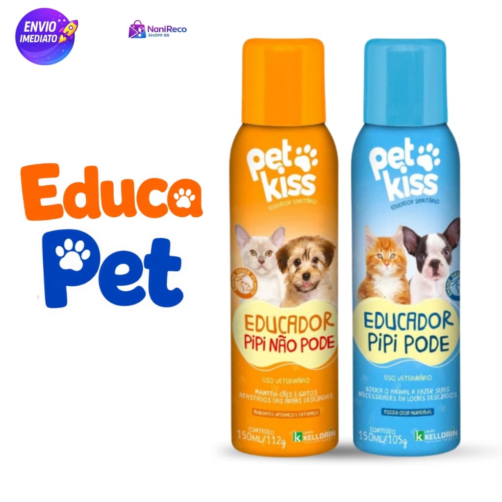 Kit Educador Sanitário Pet Kiss Pipi Pode e Não Pode para Cães e Gatos Adestramento Xixi no Lugar Certo