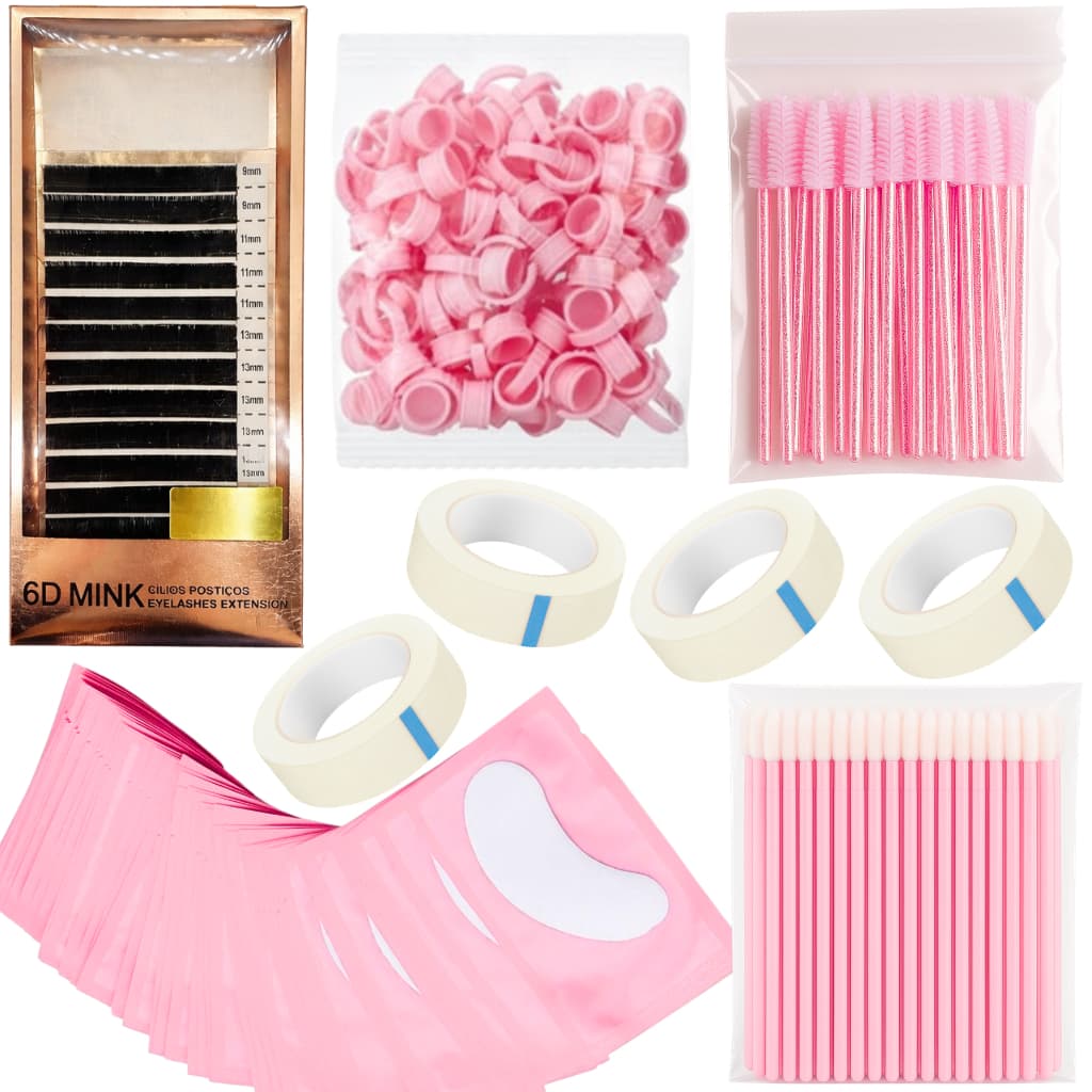 Kit Cílios Fio a Fio Reposição Batoque Escovinha Microbrush Micropore Pads