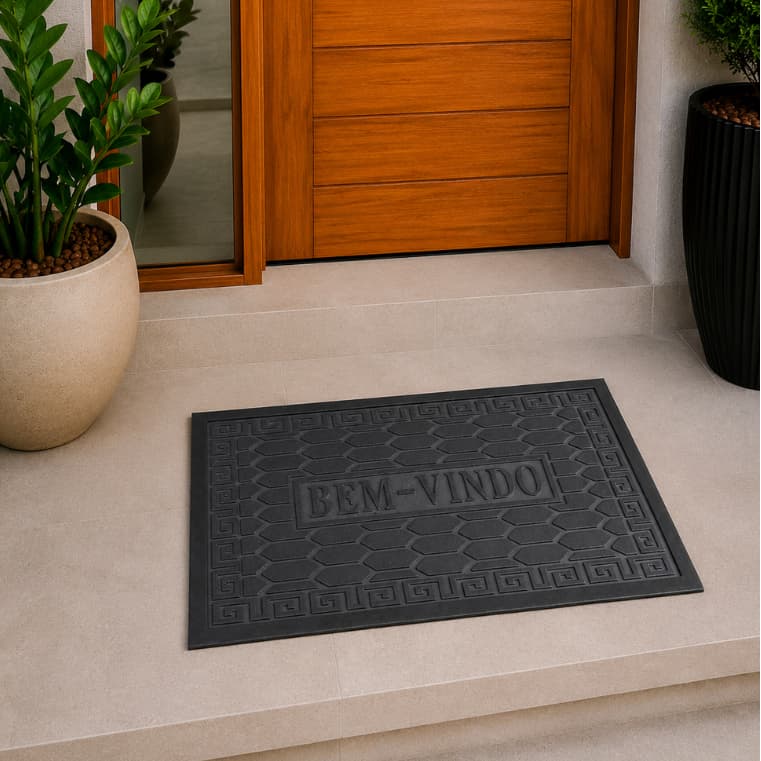 Tapete de Porta Capacho 40x60cm Emborrachado Antiderrapante, Absorvente, Secagem Rápida para Entrada, Cozinha e Banheiro