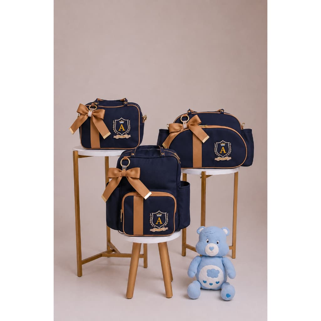 Kit Bolsas Maternidade Luxo Brasão Menino Personalizado