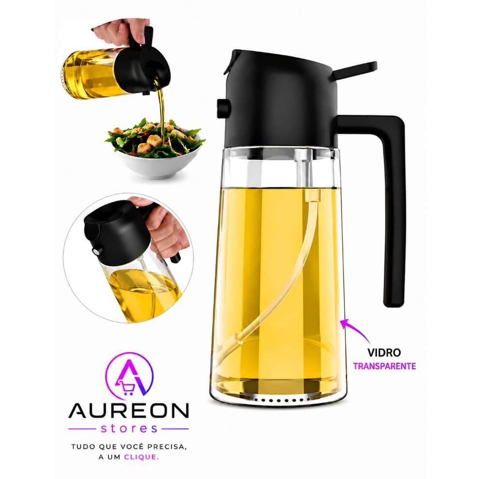 Galheteiro de Vidro 470ml Porta Azeite Vinagre Design Moderno