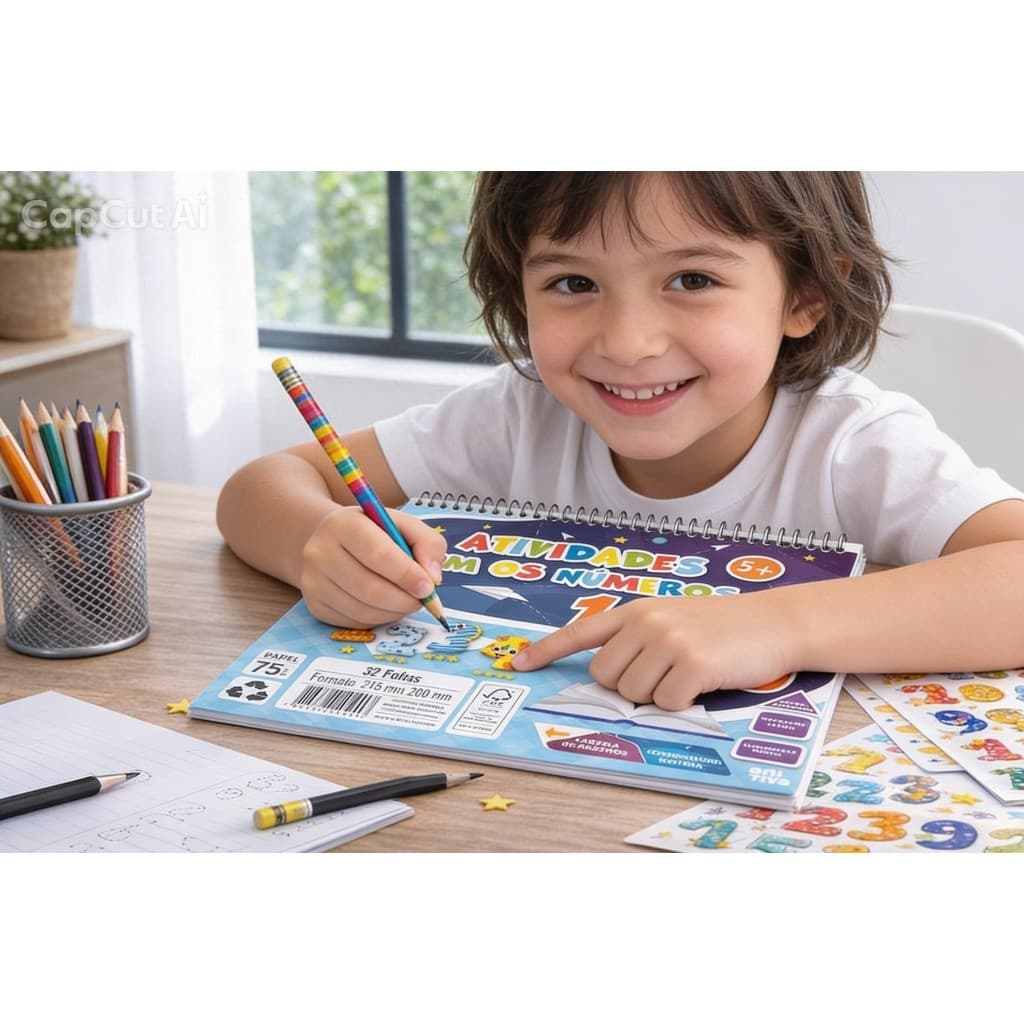 Caderno Educativo Atividades Numeros 32 Folhas Infantil Aprendizagem Criativa Escolar