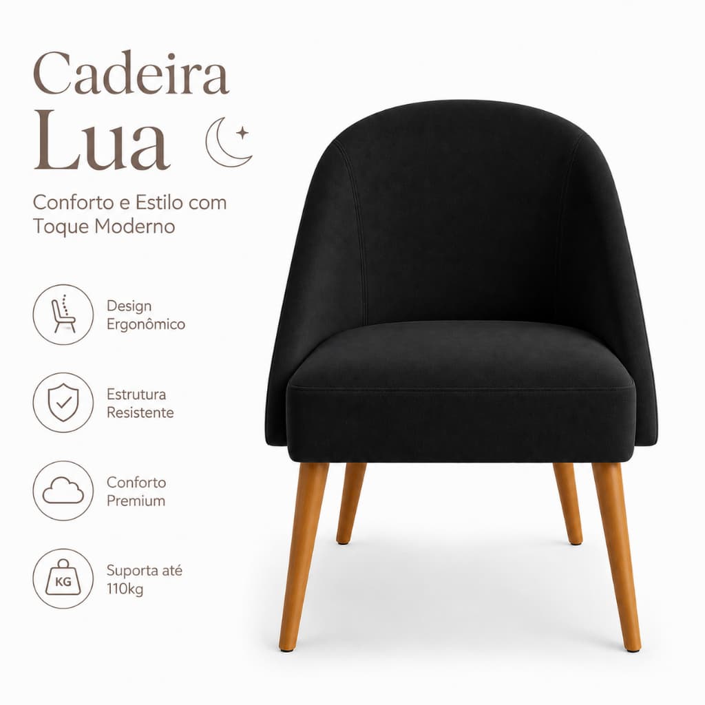 Cadeiras Lua Luxo Veludo Decorativa Sala de Estar, Salão, Quarto, Estética Várias Cores