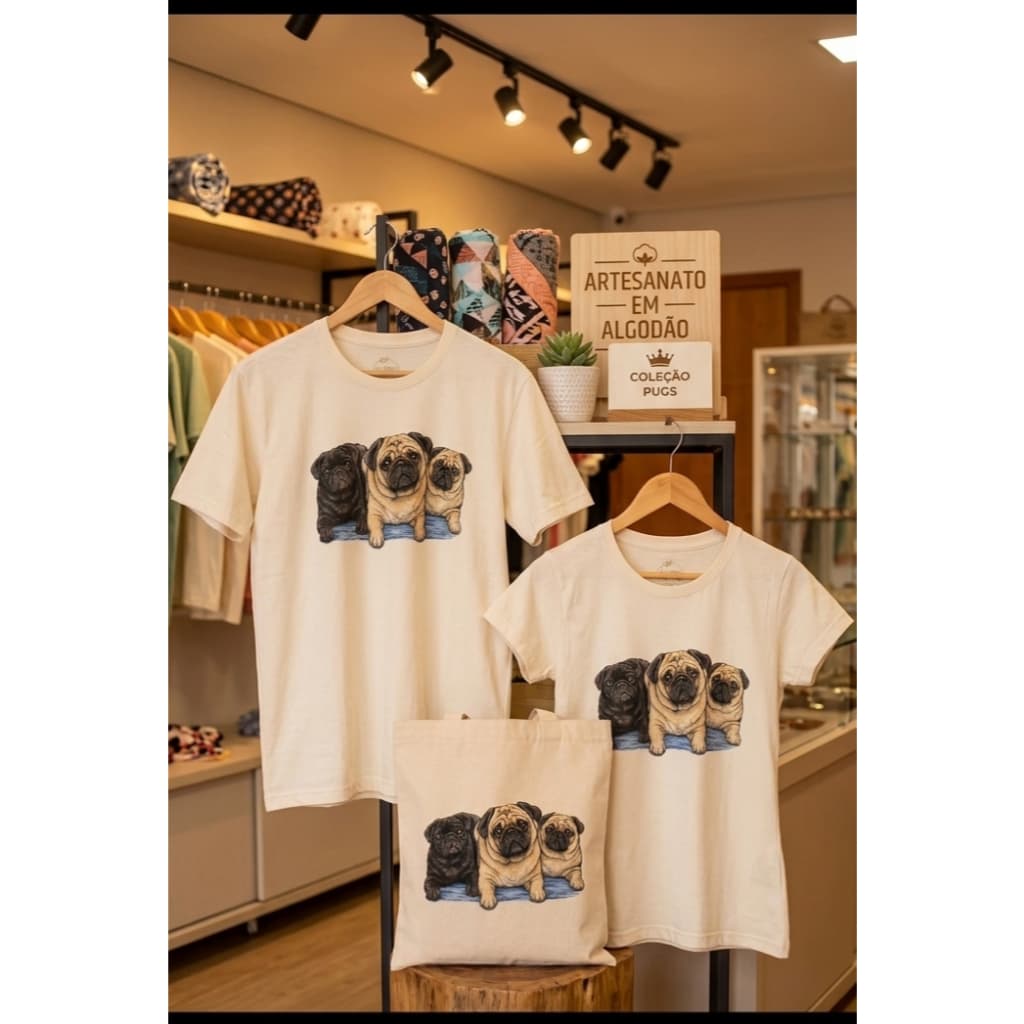 Kit Premium Personalizado: 2 Camisetas (Masc + Fem) + 1 Ecobag – "A Foto do Seu Melhor Amigo Aqui"