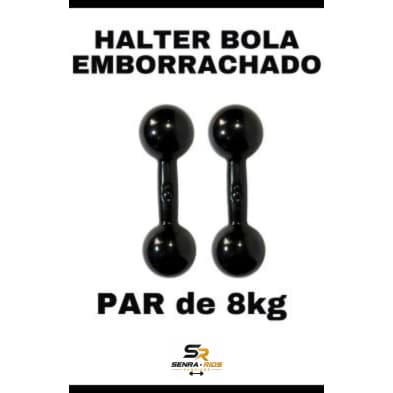 Par Halter Bola 08 KG Emborrachado Treino Academia Fitness Crossfit GYM