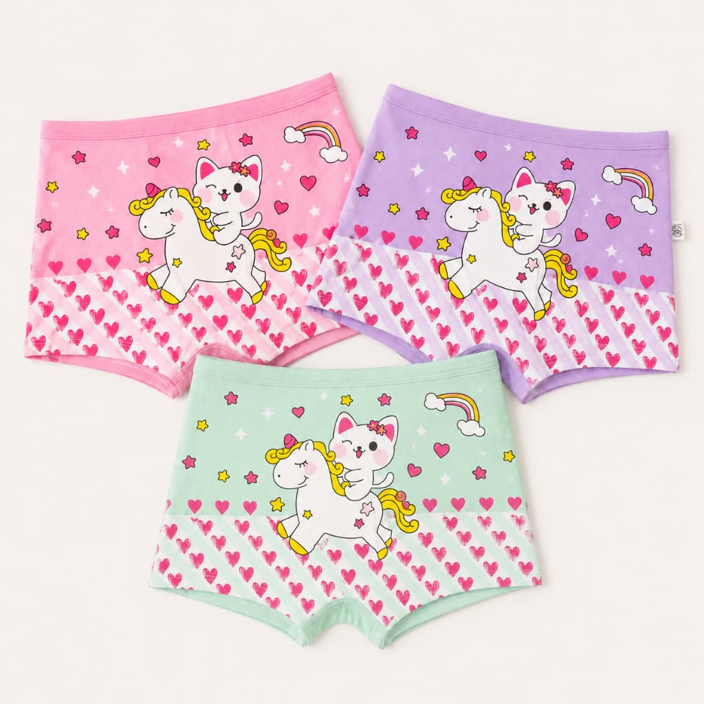 Kit 3 Calcinhas Infantil Feminina Meninas Shortinho Boxer 100% Algodão Estampas Sortidas