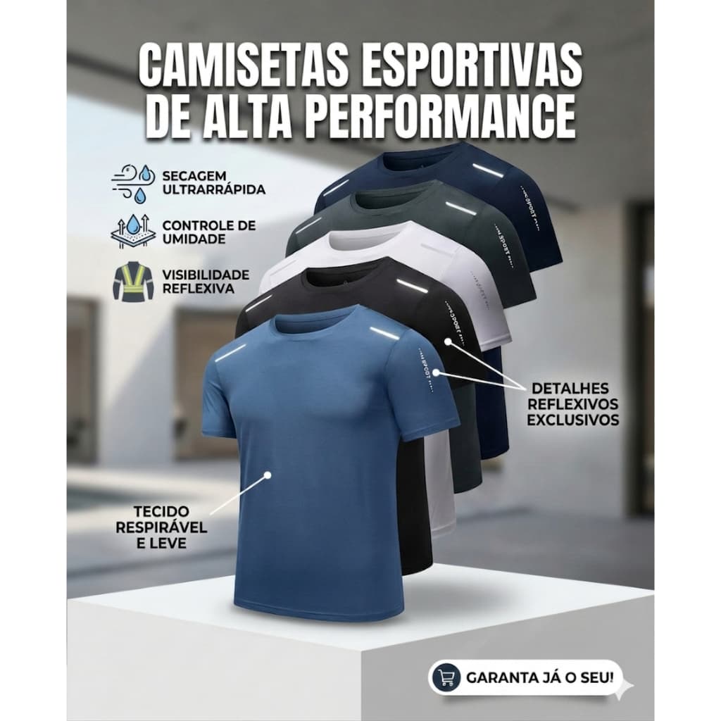 Camisa Térmica Esportiva Masculina Camiseta Academia Corrida Treino Secagem Rápida Com Refletivo Premium