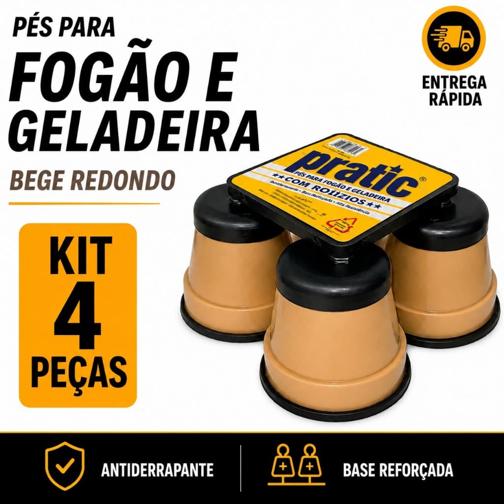 PÉ NIVELADOR FOGÃO E GELADEIRA BEGE REDONDO