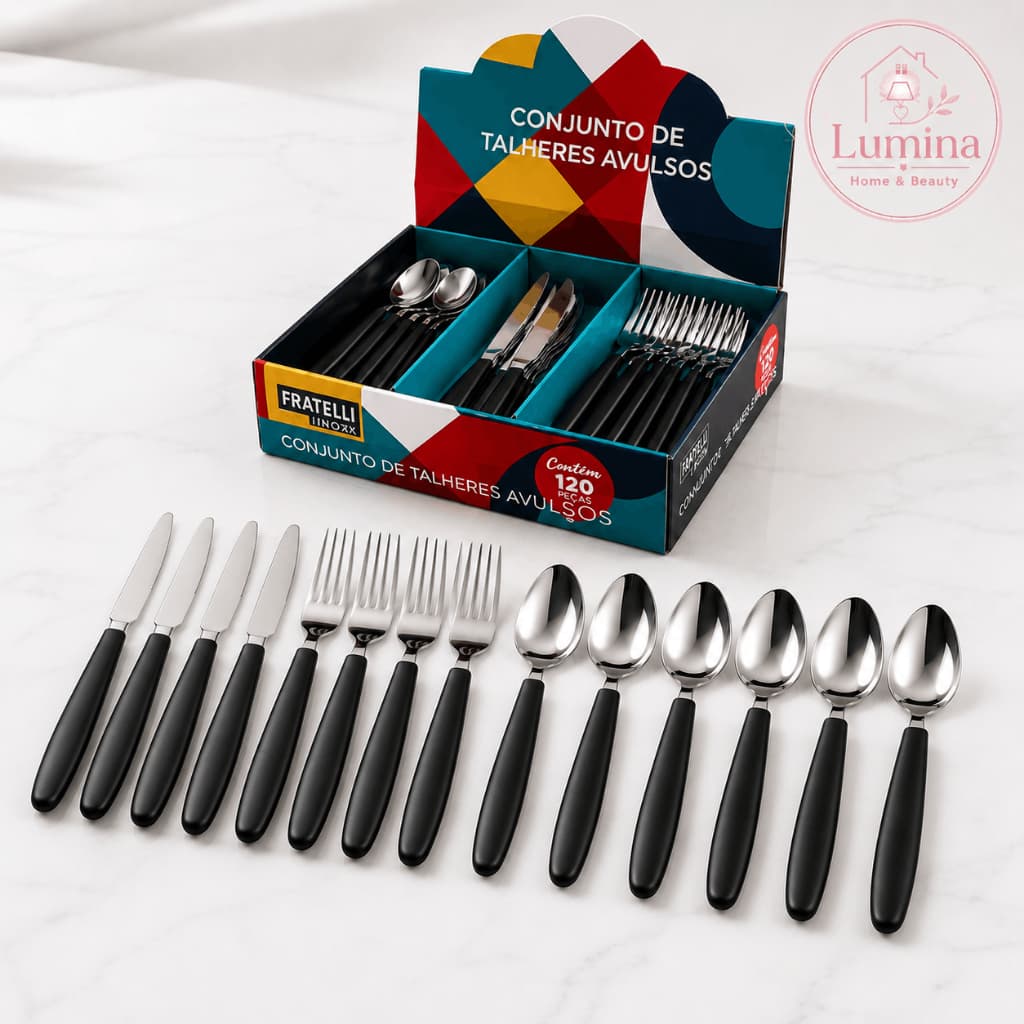 Conjunto de Talheres 120 Peças – Preto