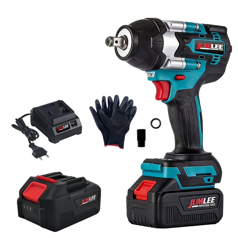 Chave de Impacto Sem Fio JUMLEE 1/2" com Motor Sem Escova e Bateria 6000mAh - Ideal para Mecânica, Construção e Reparos