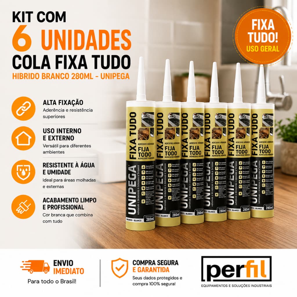 KIT6 Silicone Adesivo Cola Fixa Tudo Branco 400g Unipega cola pu fixa tudo fixa tudo cola cola forte