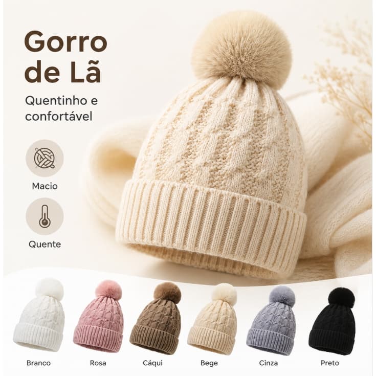 Gorro Touca Feminino de Inverno Quentinho e Confortável