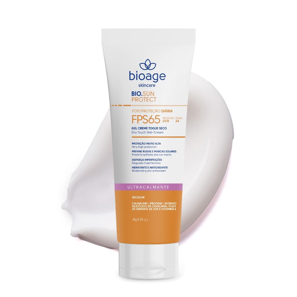 Bioage Protetor Solar Facial Gel-Creme FPS65 Ultracalmante 45g