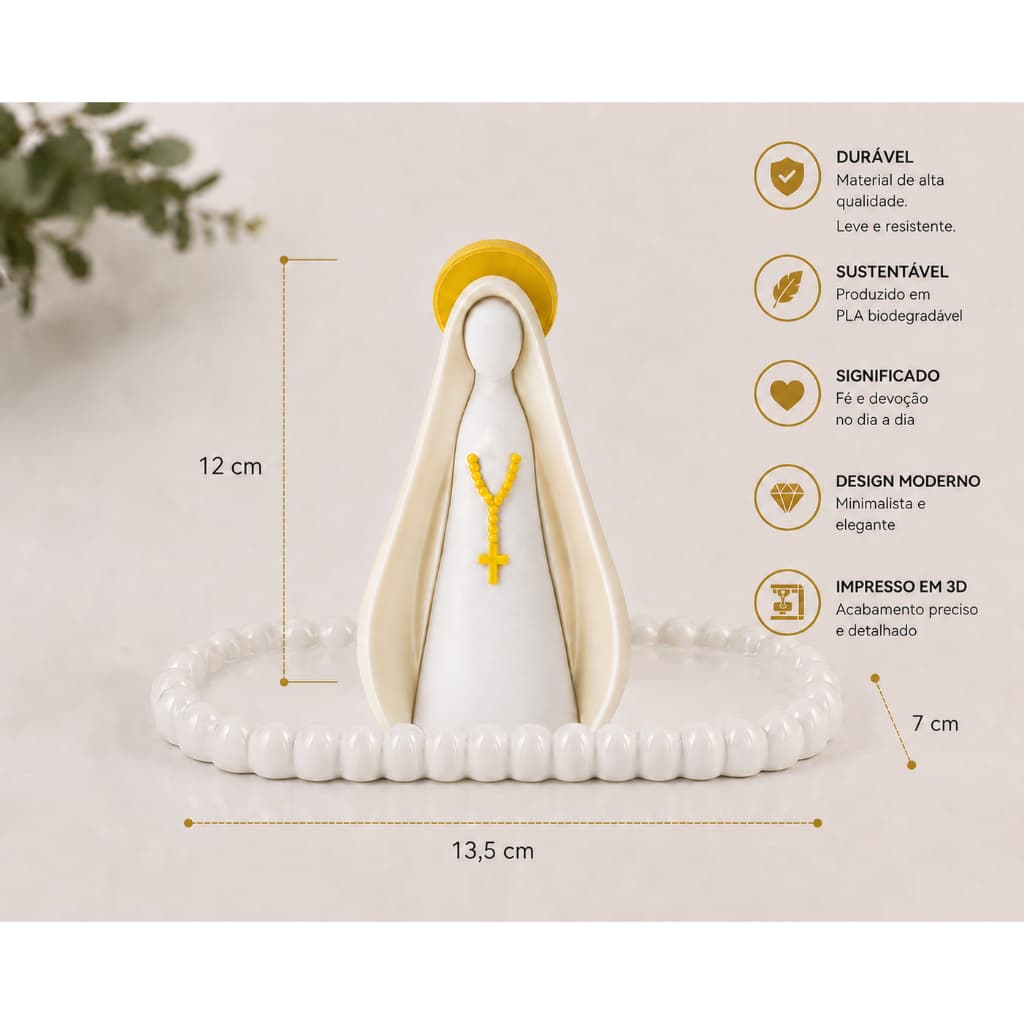 Kit Nossa Senhora Minimalista + Bandeja Terço | Decoração Religiosa Premium para Casa e Oração Mini Altar Moderno Paz
