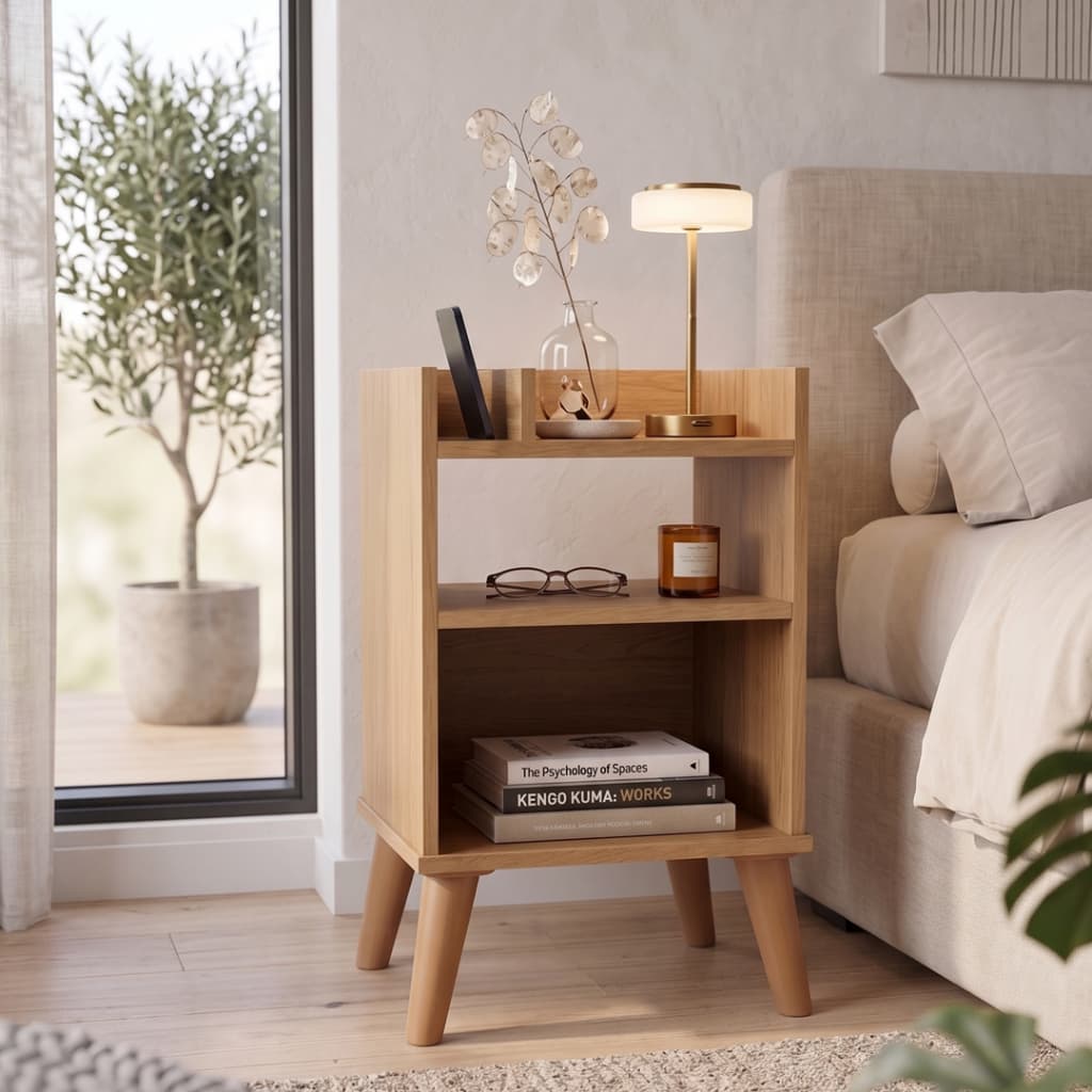 Mesa de Cabeceira Quarto Casal Prateleira Nicho Organizador Decoração Pés Plastico Elegante Premium